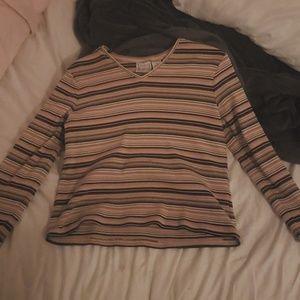 Pink and black stripe crop longsleeve